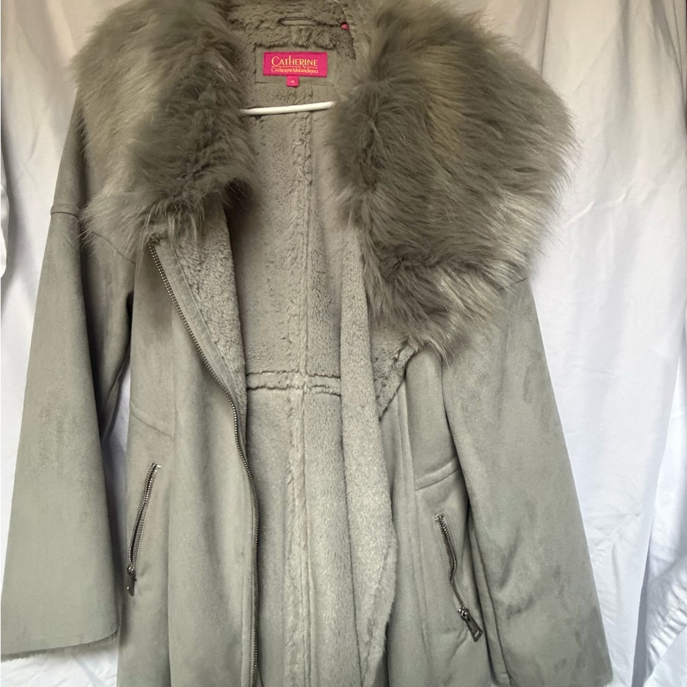 Women's Gray Faux Fur Coat